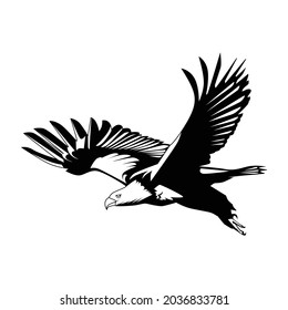 Eagle mascot on black and white vector illustration, eps10