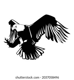 Eagle mascot on black and white vector illustration  eps10