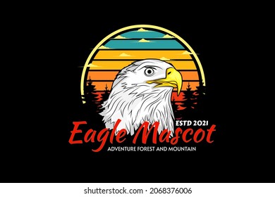 Eagle Mascot Retro Design Hand Drawing