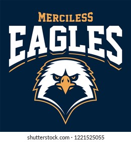 Eagle mascot sport emblem design. Sport team logo template with eagle looking dangerous. Vector art.