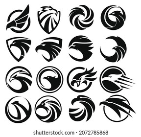  Eagle mascot for sport team, Eagle head icon set