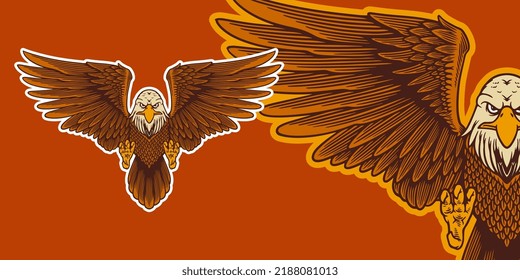 eagle mascot vector illustration cartoon style