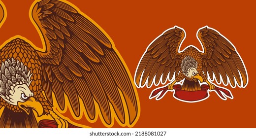 eagle mascot vector illustration cartoon style