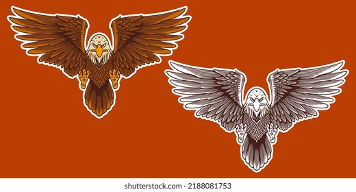 eagle mascot vector illustration cartoon style