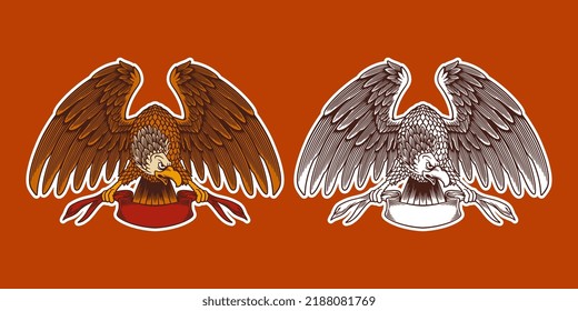eagle mascot vector illustration cartoon style