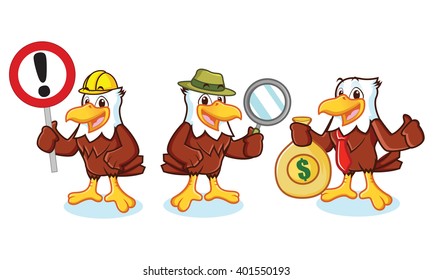 Eagle Mascot Vector with sign, detective, businessman