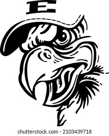 eagle mascot wearing a baseball cap for school, college or league