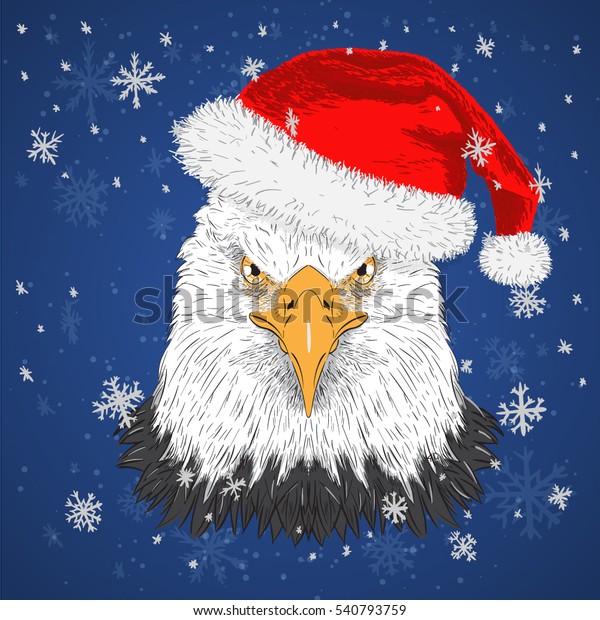 Eagle Merry Christmas Happy New Year Stock Vector (Royalty Free) 540793759