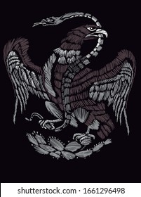 águila mexicana hecha a mano y serpiente