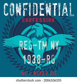 eagle military design with text confidential confession and background