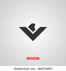 Eagle minimalistic icon made from simple geometric shapes isolated on white background. Vector illustration.
