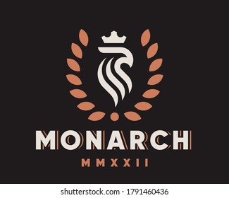 Diseño de logotipo heráldico moderno Eagle editable para su negocio.