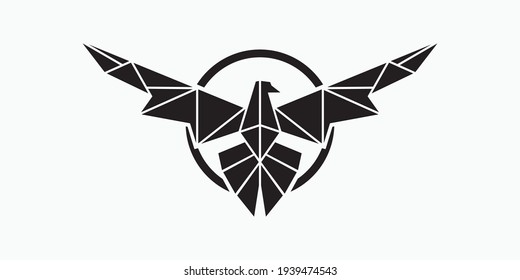 Eagle Mosaic Design Symbol. Phoenix Wing Circle Logo 