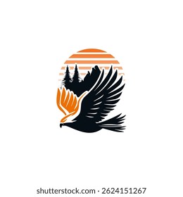 Eagle mount logo graphic vector illustration