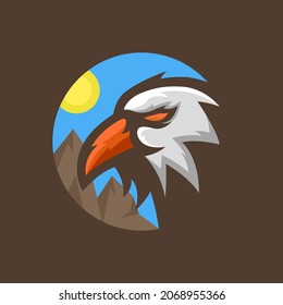 Eagle With Mountain Background Illustration