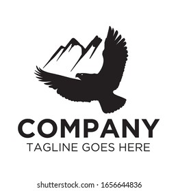 Eagle Mountain Logo Hand Drawn Illustration Style Silhouete Vector