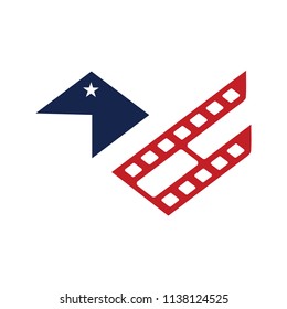 Eagle Movie Reel mascot logo icon vector