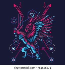 Eagle mythology in sacred geometric style