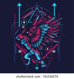 Eagle mythology in sacred geometric style