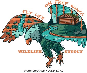 eagle nature vector print illustration
