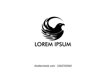 Eagle with negative space on electricity white background. Vector illustration. - Vector