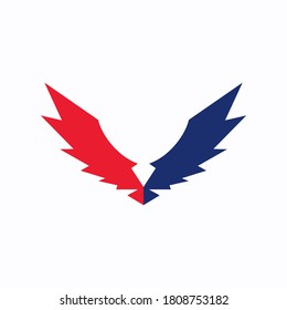 eagle negative space vector logo illustration perfect good for mascot delivery or logistic logo industry flat color style with blue and red