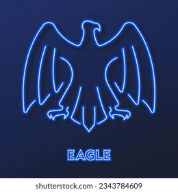 eagle neon sign, modern glowing banner design, colorful modern design trends on black background. Vector illustration.