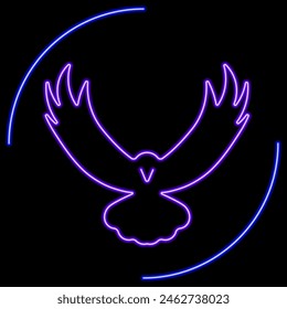 eagle neon sign, modern glowing banner design, colorful modern design trend on black background. Vector illustration.