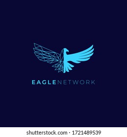 eagle network logo design concept . creative eagle and network logo vector illustration isolated on dark background