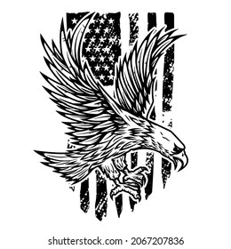 Eagle On American Flag Background Design Stock Vector (royalty Free 