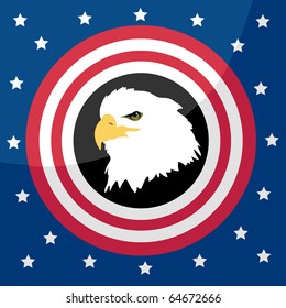 Eagle on a background of the American flag