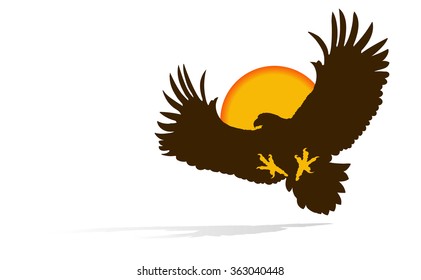 Eagle on a background of the sun - Illustration