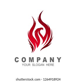 Eagle on fire logo, eagle logo with fire , fire and bird