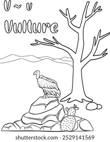 Eagle on a Rock in the Desert: Coloring Page