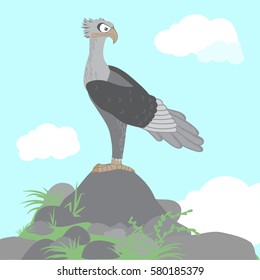 The eagle on the rock. Vector illustration.
