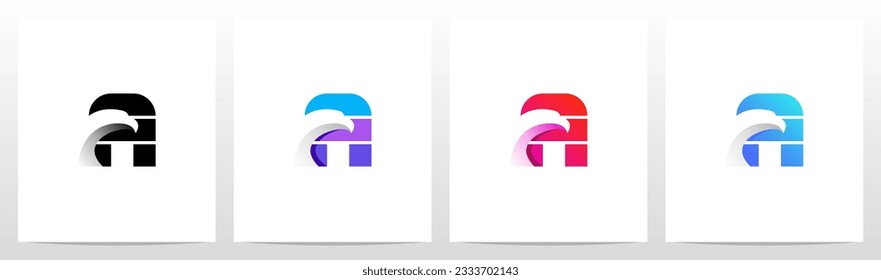 Eagle On Stripped Letter Logo Design A