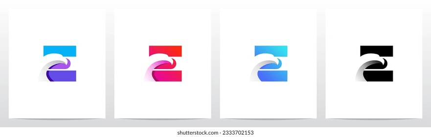 Eagle On Stripped Letter Logo Design E