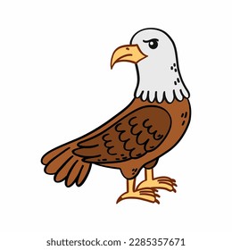 eagle on  white background. bird of prey. Vector illustration for children in cartoon style.