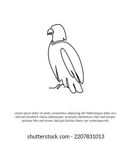 Eagle one continuous line drawing. Cute decoration hand drawn elements. Vector illustration of minimalist style on a white background.