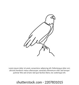 Eagle one continuous line drawing. Cute decoration hand drawn elements. Vector illustration of minimalist style on a white background.