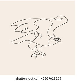 Eagle one line Minimalist. Vector illustration. Continuous one line drawing.
