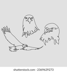 Águila una línea Minimalista. Ilustración vectorial. Dibujo continuo de una línea.