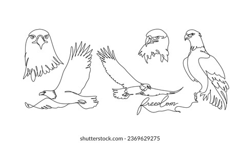 Eagle one line Minimalist. Vector illustration. Continuous one line drawing.