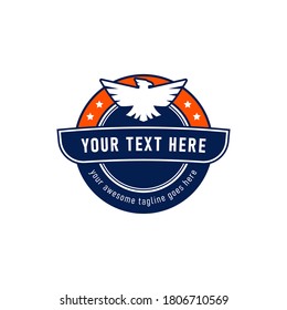 Eagle with open wing round shape emblem logo shield symbol vector