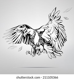 Eagle in an ornament. Vector illustration