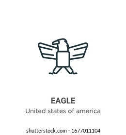 Eagle outline vector icon. Thin line black eagle icon, flat vector simple element illustration from editable united states concept isolated stroke on white background