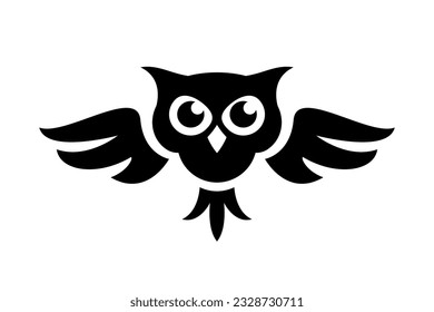 Eagle owl black and white vector tattoo symbol on a white background