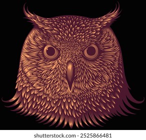 Eagle owl. Editable hand drawn illustration. Vector vintage engraving. Isolated on black background. 8 EPS