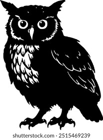 Eagle Owl silhouette, Black and White