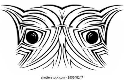 Eagle owl tattoo - vector illustration.